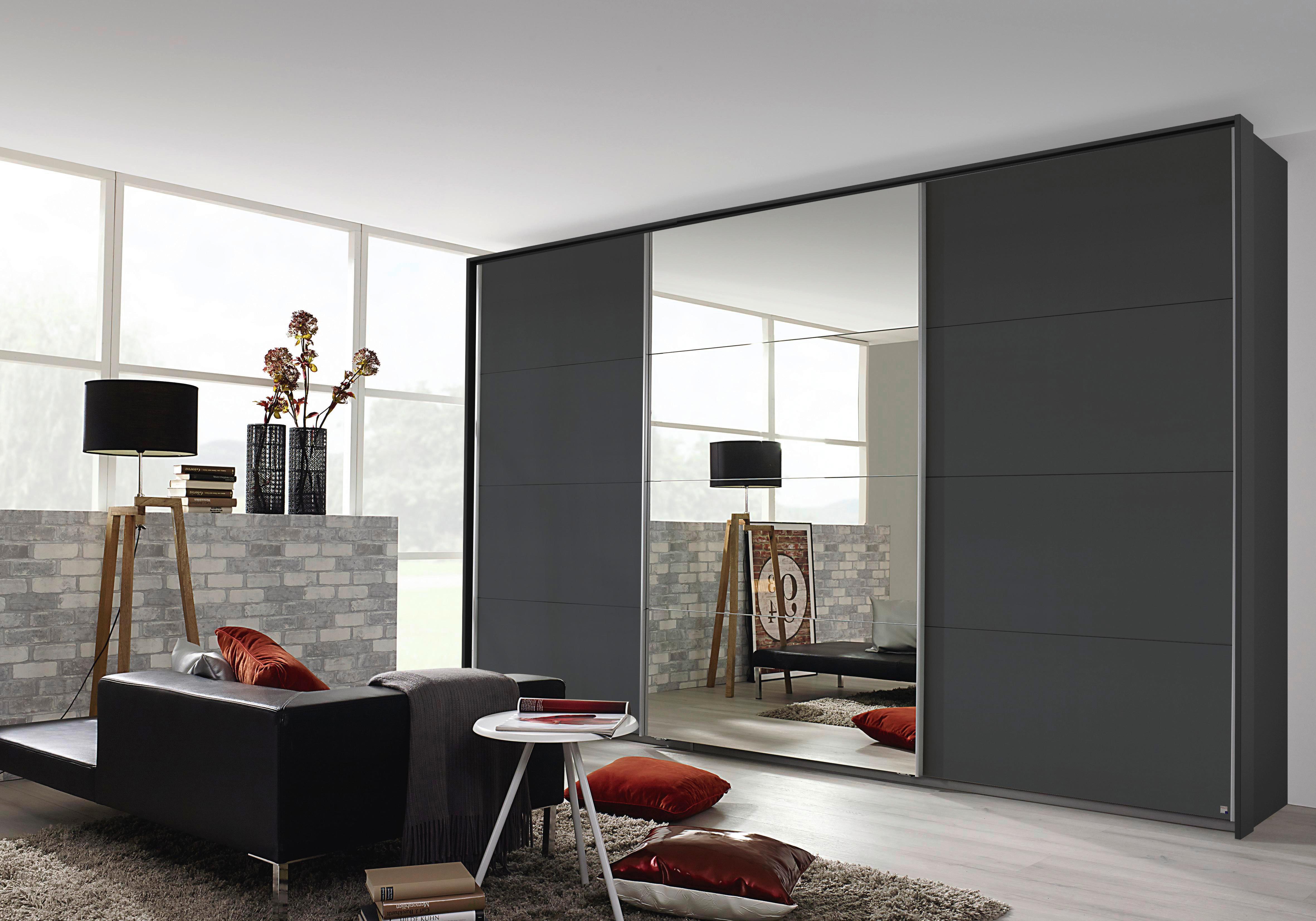 Schwebetürenschrank Mit Spiegel B: 361 cm Miami, Grau Metallic - Grau, MODERN, Holzwerkstoff (361/229/62cm) - Luca Bessoni