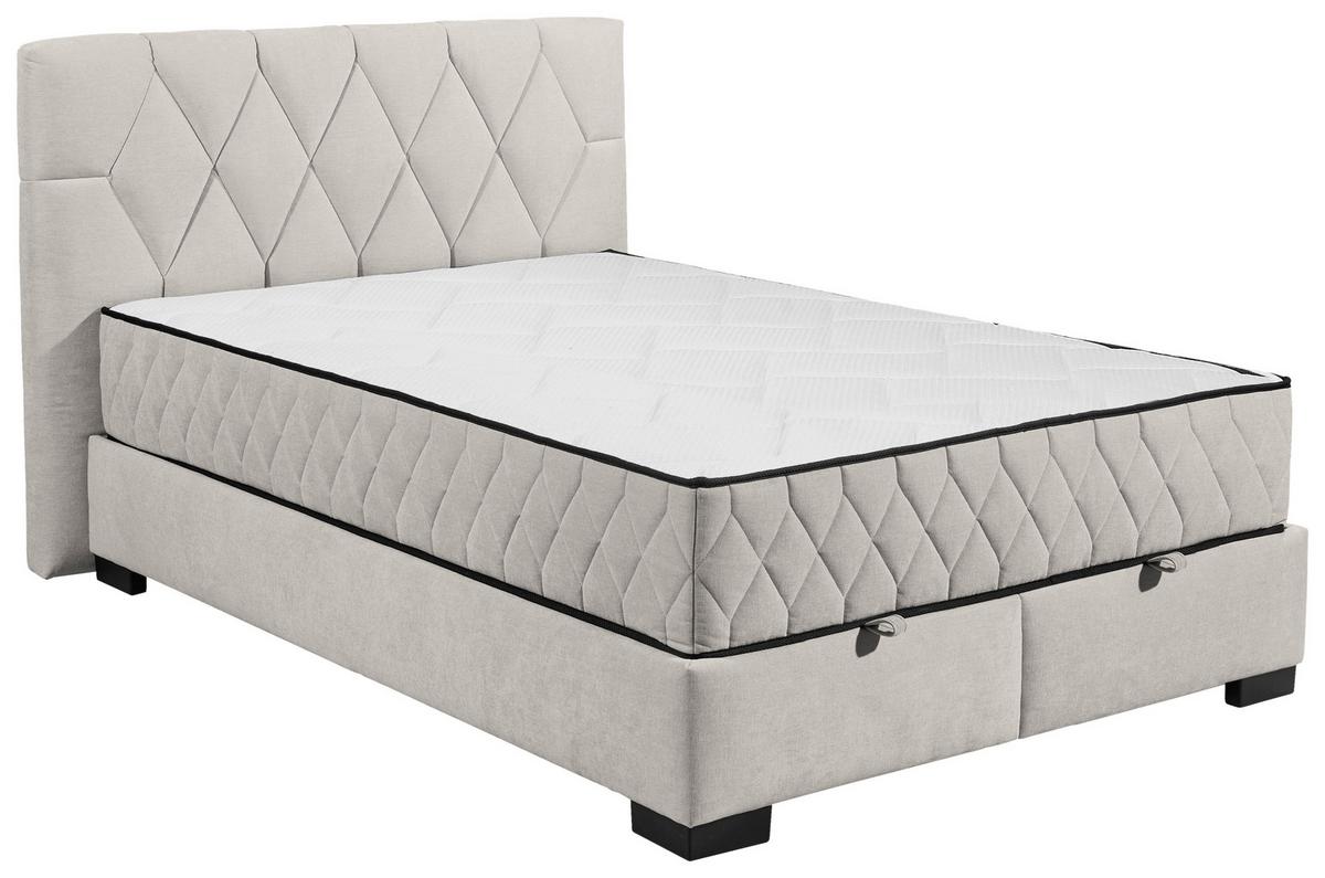 Boxbett Nagol B - Beige/Schwarz, MODERN, Holzwerkstoff/Textil (140/200cm) - MID.YOU