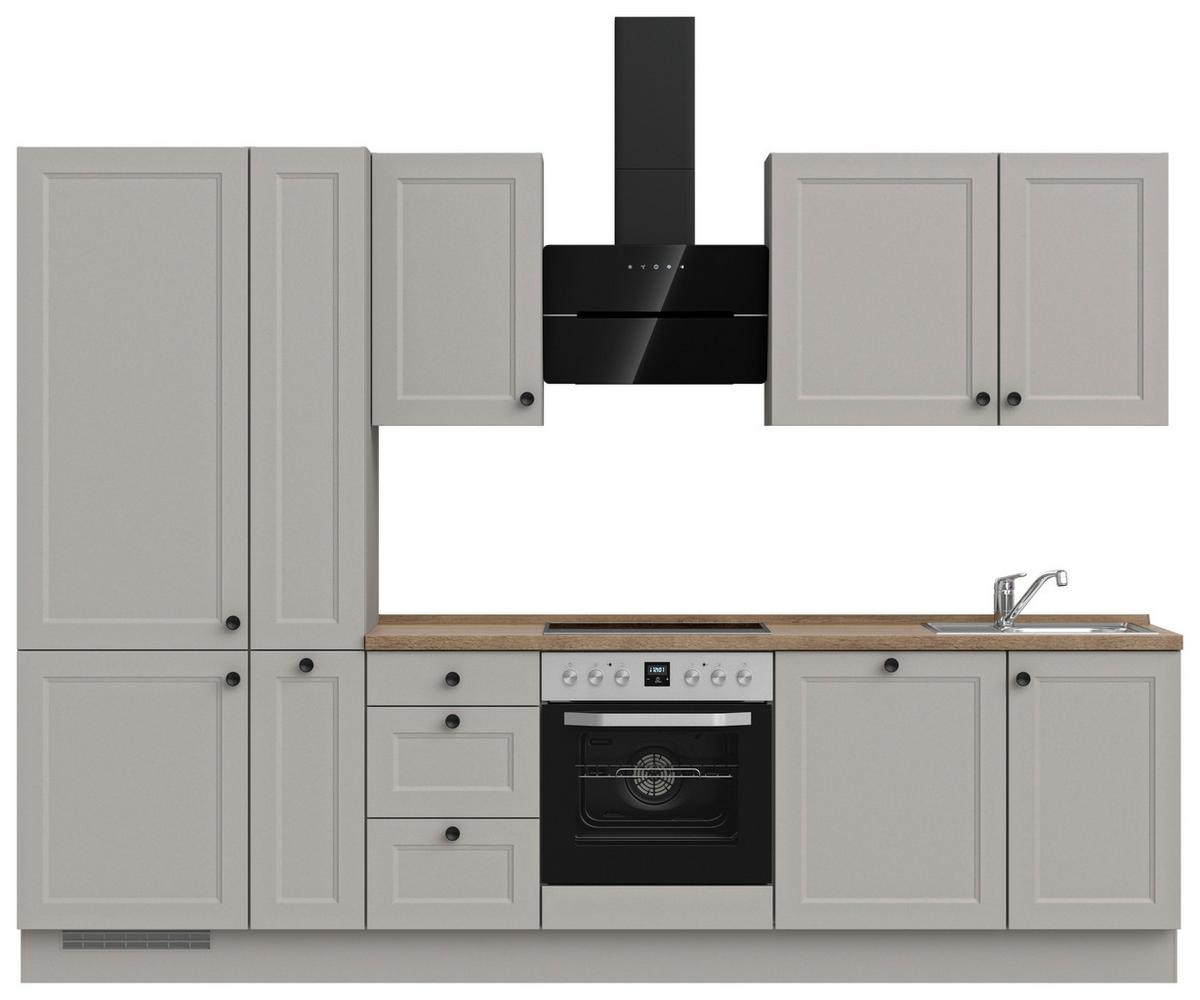 Kuchynská linka 300 cm, kamenná sivá supermatná - čierna/sivá, Modern, kov/kompozitné drevo (300cm) - Nobilia