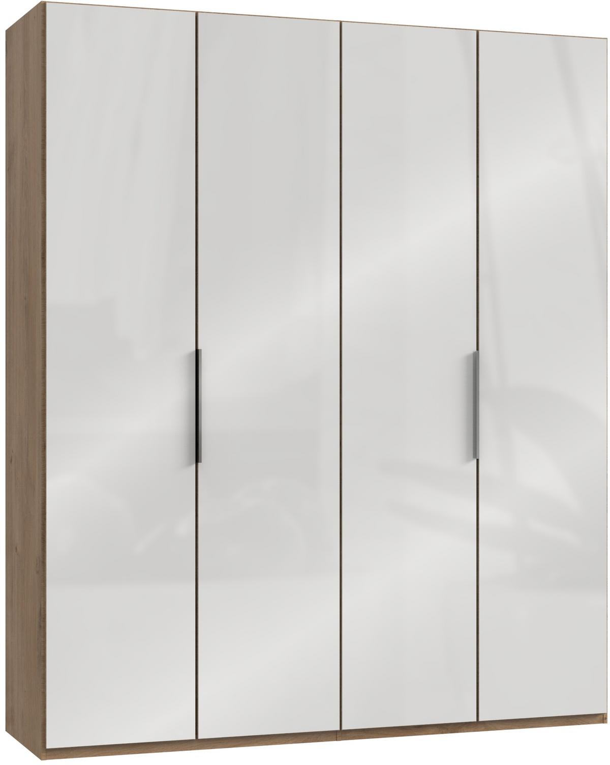 Drehtürenschrank 200cm Level, Weiß/eiche Dekor - Eichefarben/Weiß, MODERN, Glas/Holzwerkstoff (200/236/58cm) - MID.YOU
