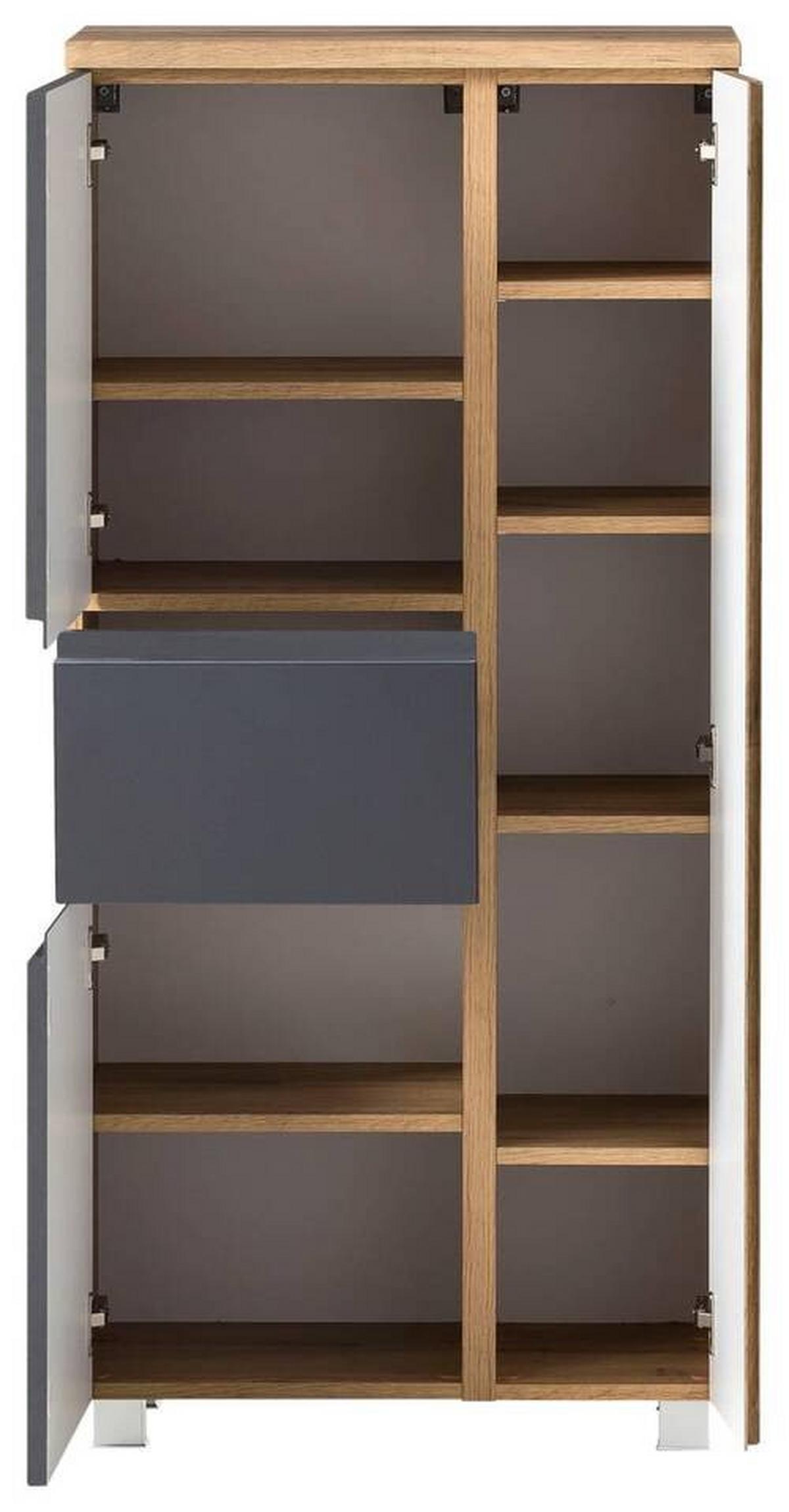 Midischrank Varese B: 65 Cm Grau/eiche Wotan - Silberfarben/Eiche Wotan, MODERN, Holzwerkstoff (65/130/35cm) - Held
