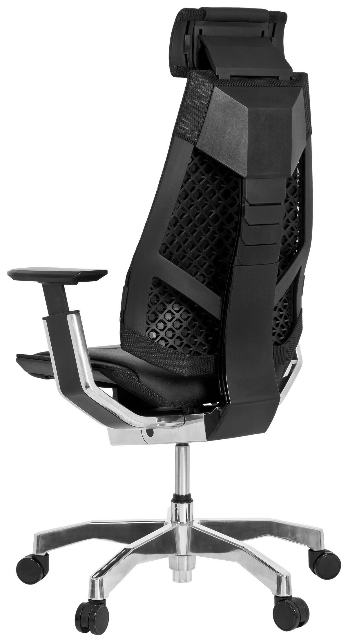 Drehstuhl Genidia Pro Schwarz - Alufarben/Schwarz, MODERN, Leder/Kunststoff (57/119/46cm) - MID.YOU