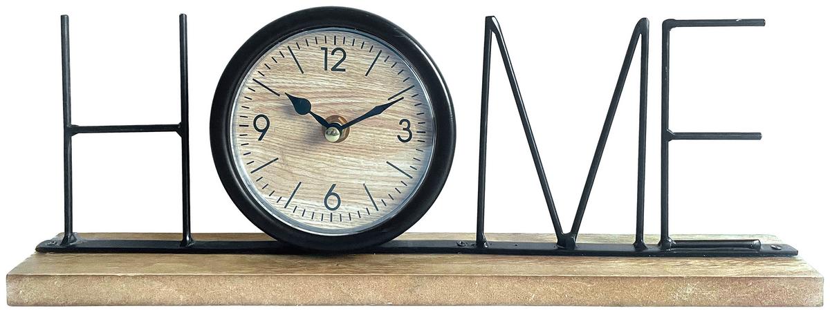 Tischuhr Naomi - Schwarz/Braun, KONVENTIONELL, Holz/Holzwerkstoff (39/5/14cm) - Luca Bessoni