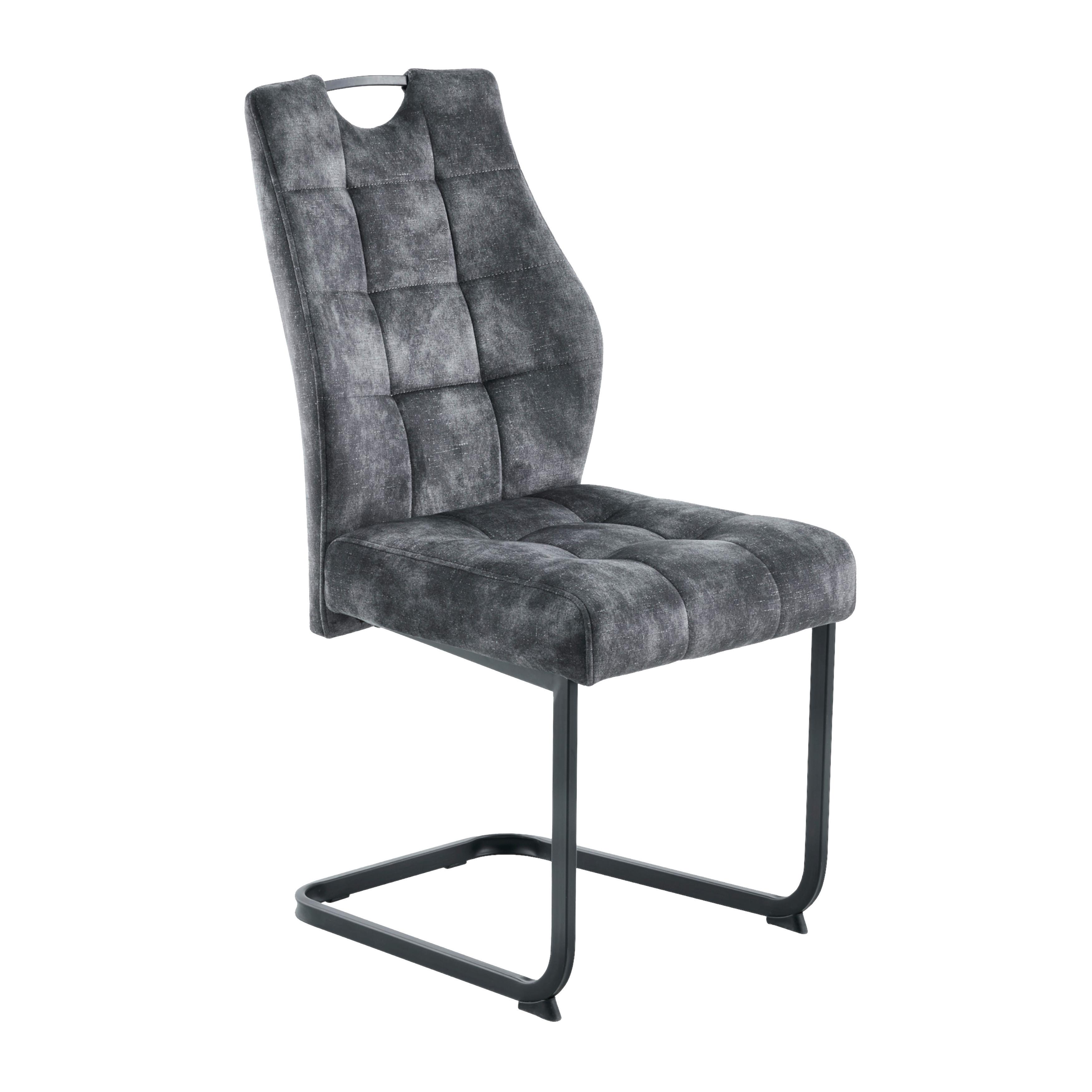 Stolička EMILIA antracitová - čierna/antracitová, Konventionell, kov/textil (43/95/61cm)