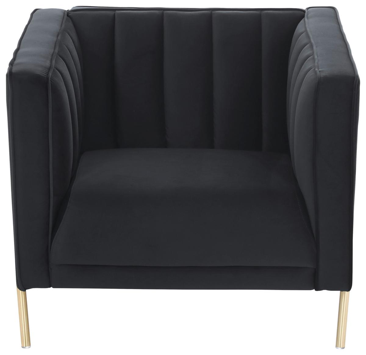 Sessel Sono - Goldfarben/Schwarz, Design, Textil (101/75/85cm) - Livetastic