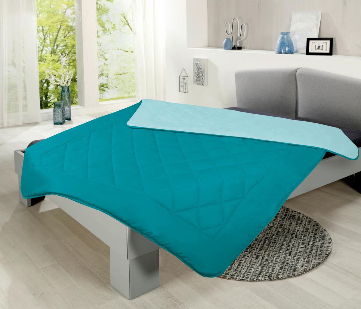 Steppdecke Annika Leicht 140x200 cm - Petrol/Mintgrün, MODERN, Textil (140/200cm) - Luca Bessoni