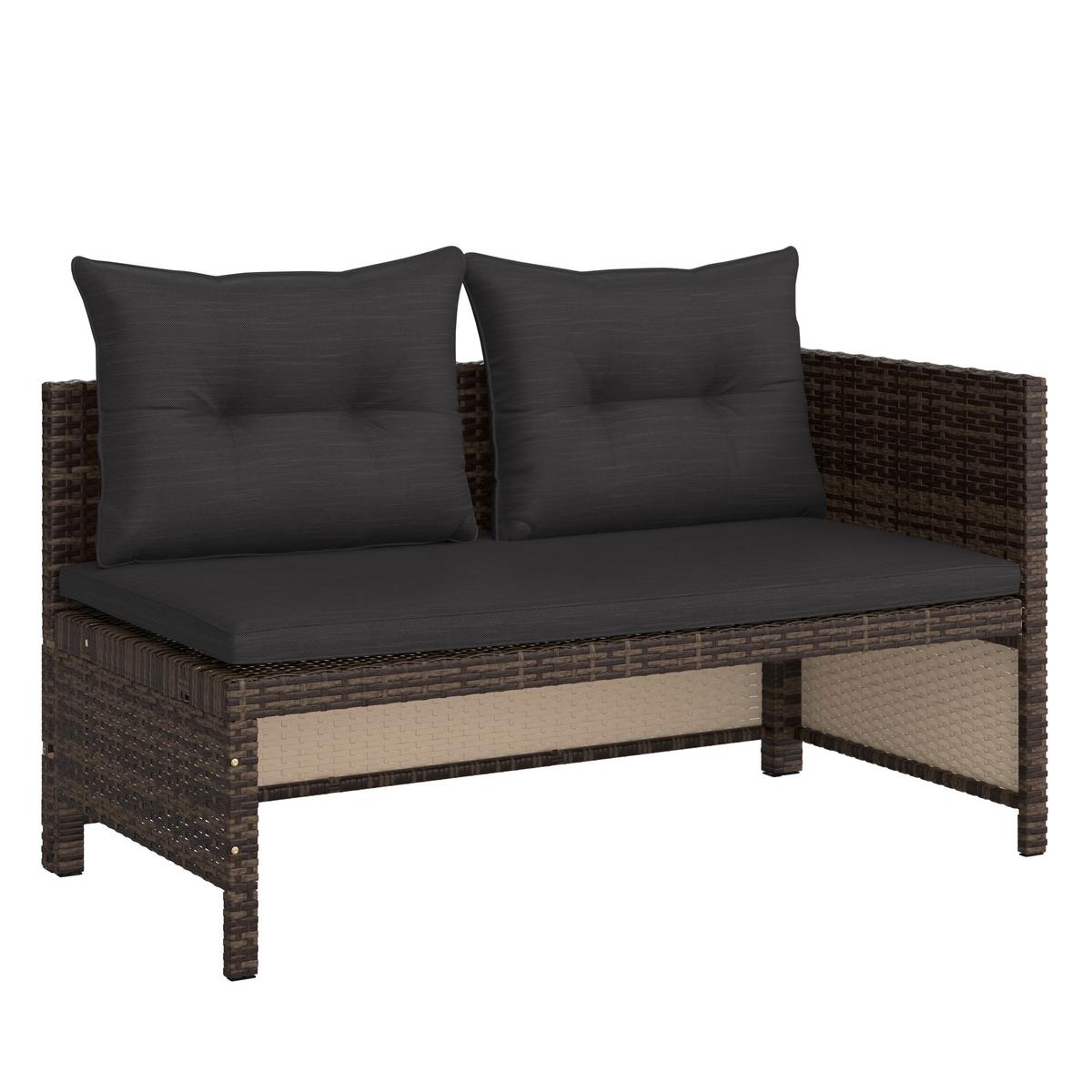 Loungegarnitur 3-Tlg. Vegas Polyrattan/Stahl mit Kissen - Graubraun/Schwarz, MODERN, Glas/Kunststoff - Luca Bessoni