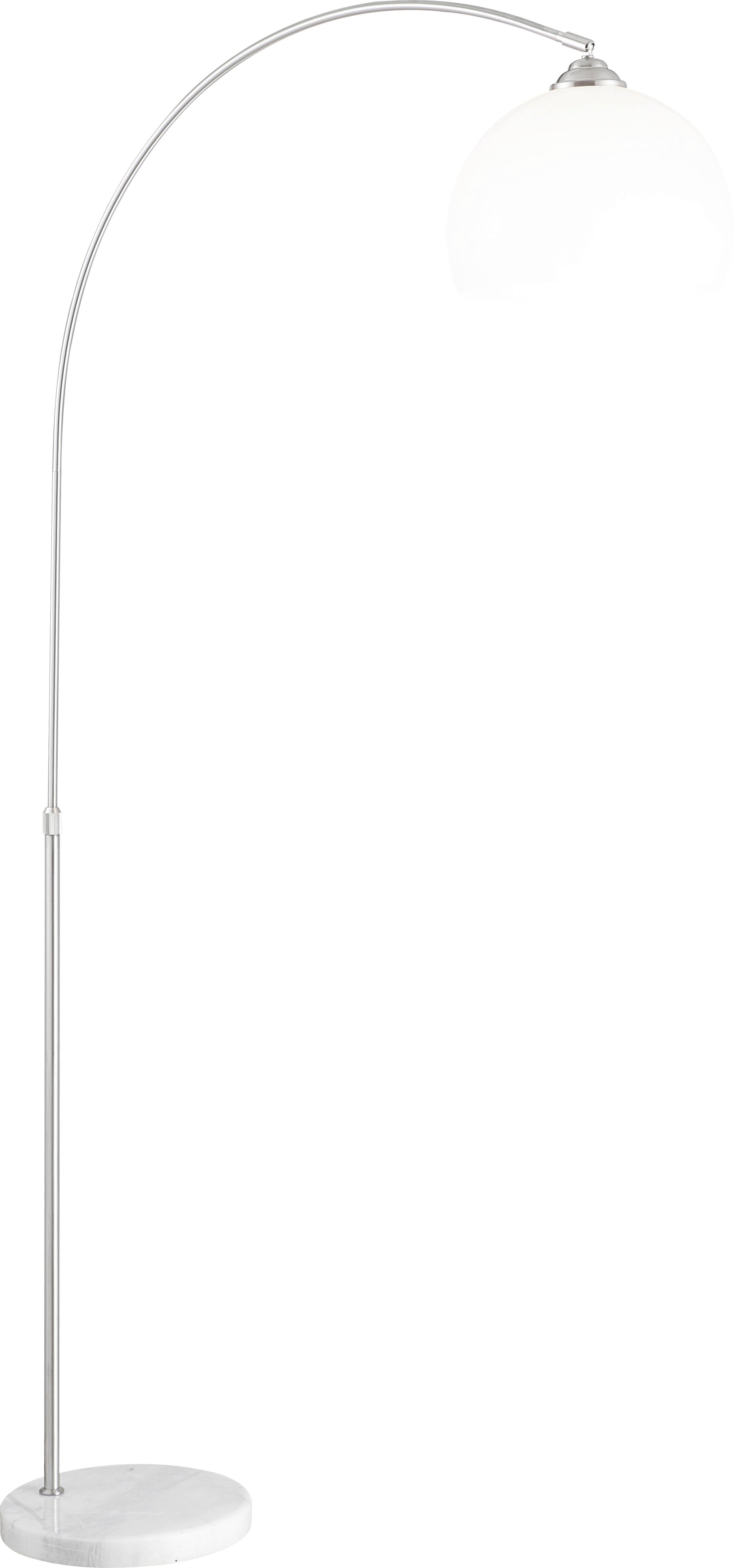 Stehlampe Newcastle Weiß/Silberfarben Gebogen - Weiß, Design, Kunststoff/Stein (92/30/196cm) - Globo