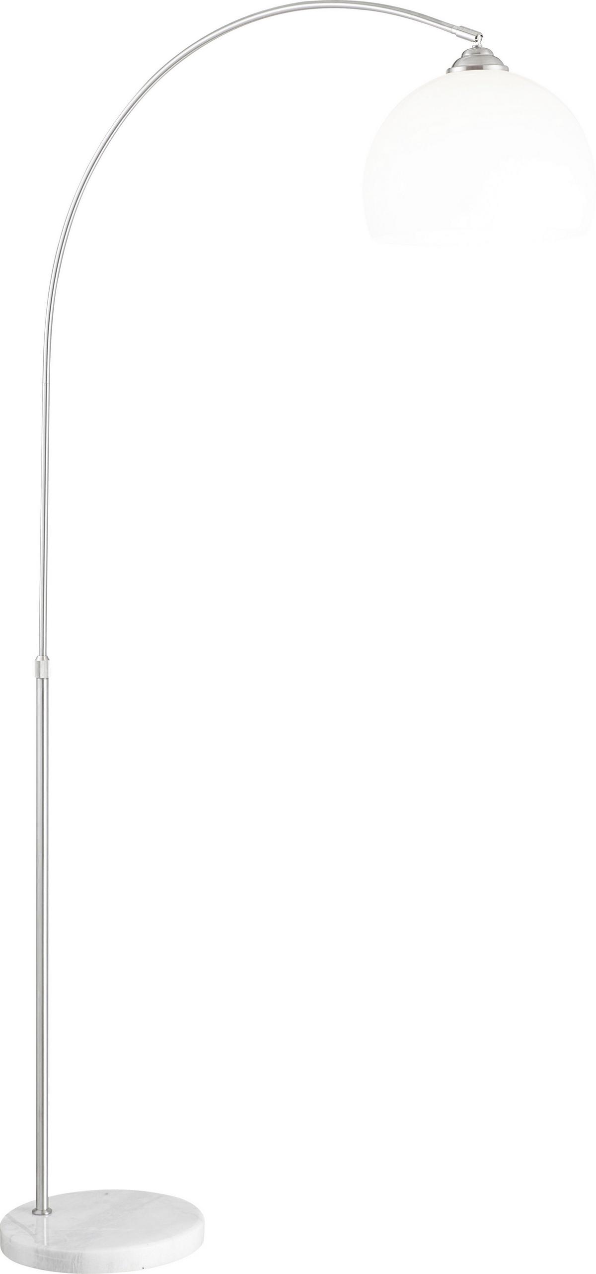 Stehlampe Newcastle Weiß/Silberfarben Gebogen - Weiß, Design, Kunststoff/Stein (92/30/196cm) - Globo