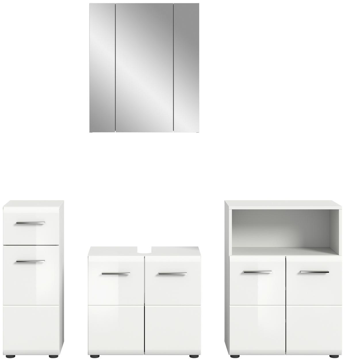 Badezimmer Ice Weiß Hg B: 150 Cm - Weiß Hochglanz/Schwarz, MODERN, Holzwerkstoff (150cm) - MID.YOU
