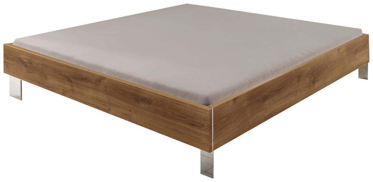 Futonová postel LEVEL BEDS A 180/200cm,imitace přírod.dubu - barvy dubu/barvy chromu, Moderní, kov/kompozitní dřevo (180/200cm)