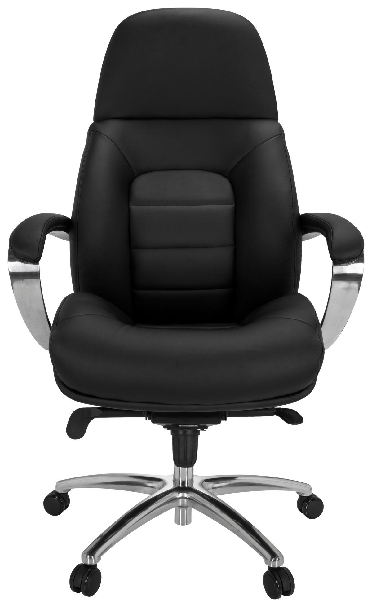 Chefsessel Brenton Xxl Schwarz - Silberfarben/Schwarz, MODERN, Kunststoff/Textil (73/137/73cm) - MID.YOU