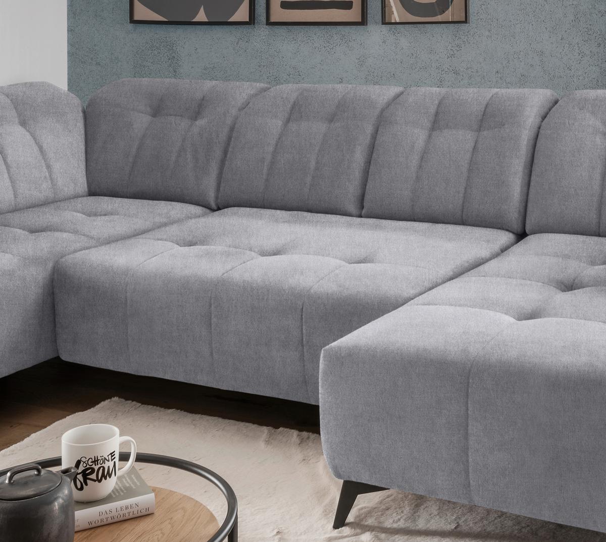 Ecksofa, Sitzvorzug Elektrisch Sano, Hellgrau, 200x337x180 cm - Hellgrau/Schwarz, MODERN, Textil (200/337/180cm) - Livetastic