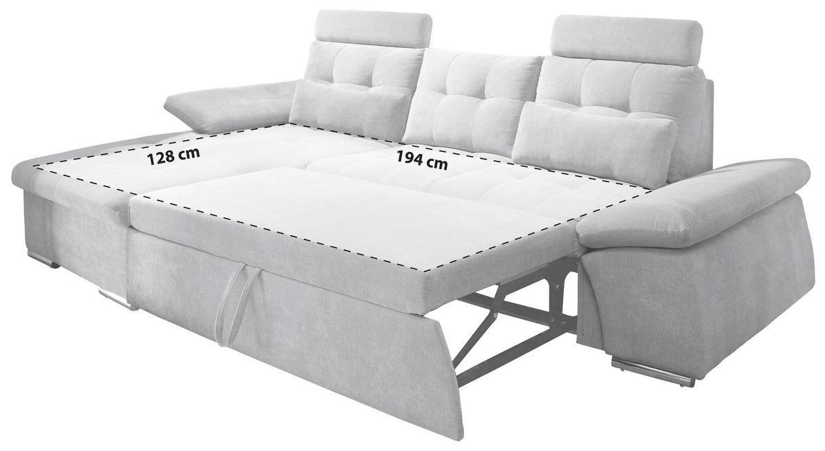 Ecksofa mit Schlaffunktion Nalo Longchair Webstoff - Dunkelgrau/Silberfarben, KONVENTIONELL, Holzwerkstoff/Textil (170/268cm) - MID.YOU
