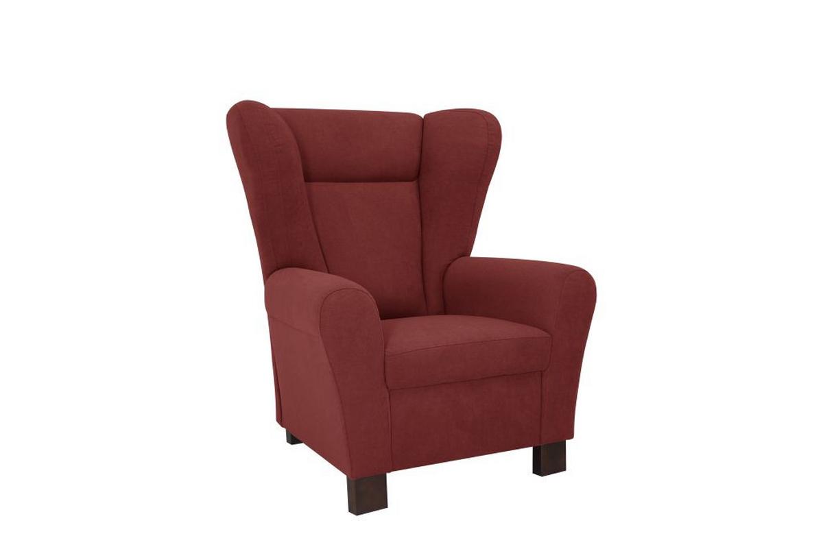 Křeslo ušák CHANDLER, vínově červená - vínově červená/hnědá, Design, dřevo/kompozitní dřevo (95/109/97cm) - Ondega