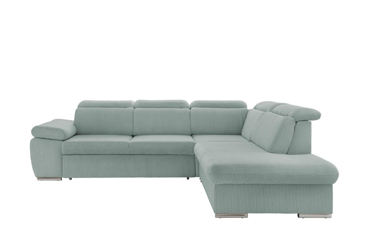 Ecksofa Vasto Hellblau S: 283x228 cm - Chromfarben/Hellblau, Design, Textil (283/228cm) - Livetastic