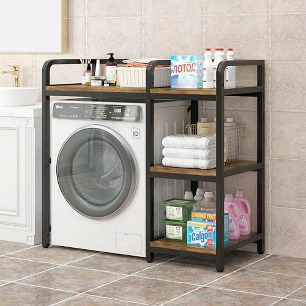 Waschmaschinenregal Respekta - Schwarz/Braun, KONVENTIONELL, Holzwerkstoff/Metall (127/117,5/45cm) - Homezone