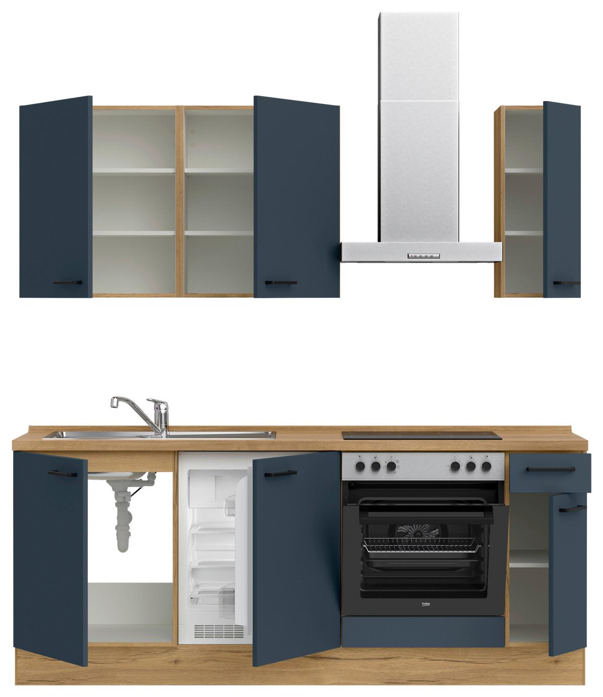 Küchenleerblock Easytouch Low-Line, L5 Rechts - Blau/Eichefarben, MODERN, Holzwerkstoff (210cm) - Nobilia