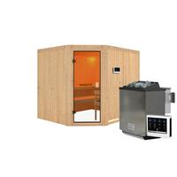 Sauna Bron Eck 231/198/202 cm - Fichtefarben, Basics, Holz (231/198/202cm)