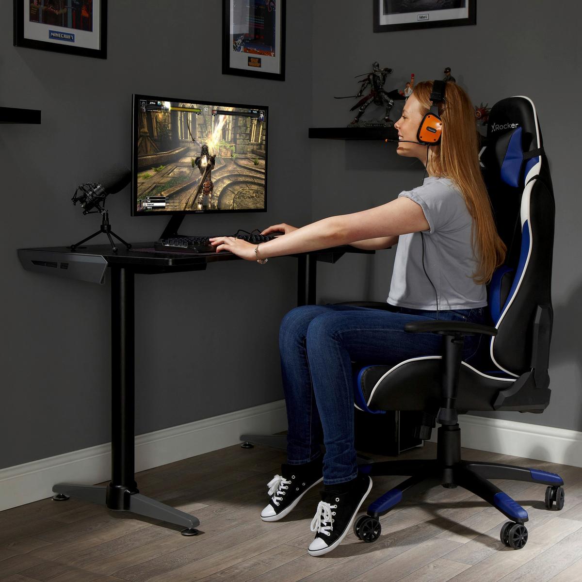 Gamingstuhl Agility Esports - Blau/Schwarz, MODERN, Kunststoff/Textil (59,9/122/66cm) - X Rocker