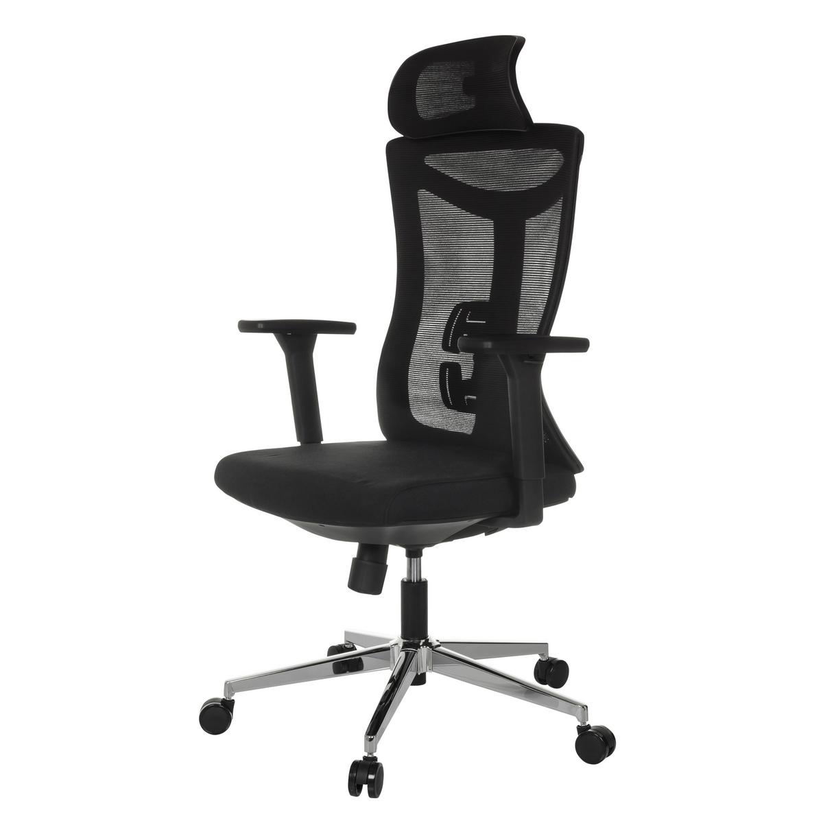 Drehstuhl Kamiak Schwarz B: 68 cm - Silberfarben/Schwarz, MODERN, Kunststoff/Textil (68/121 - 132/68cm) - MID.YOU