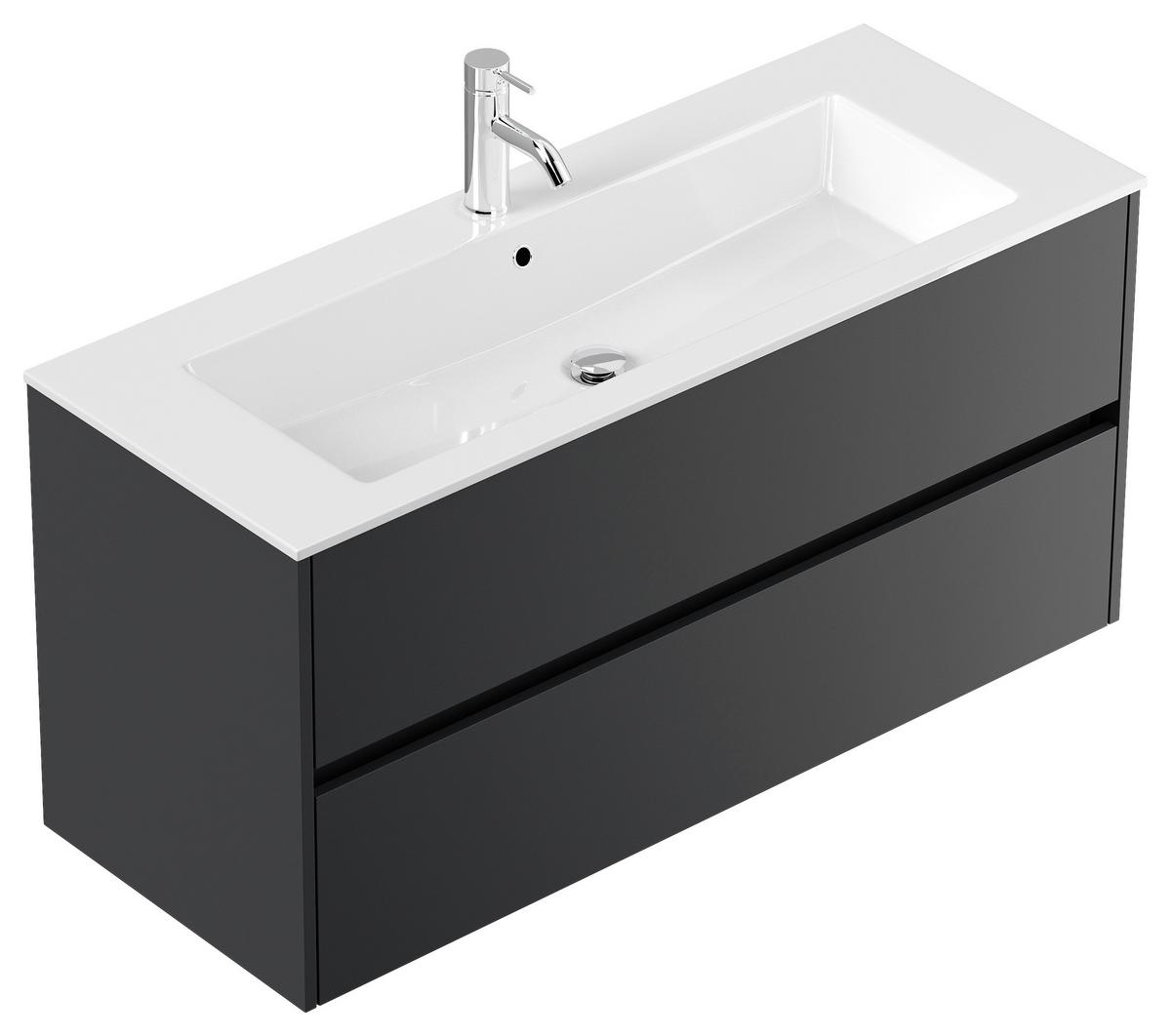 Waschtischkombi Limes Graphitfarben B: 120 Cm - Graphitfarben/Weiß, MODERN, Holzwerkstoff/Stein (120/58,8/46,5cm) - MID.YOU