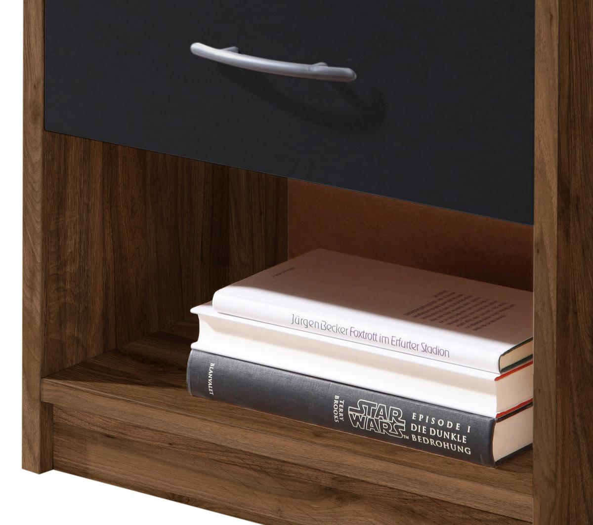 Nachtkästchen Nuss Dekor H: 41 Cm Base - Nussbaumfarben/Schwarz, Basics (39/41/28cm) - P & B