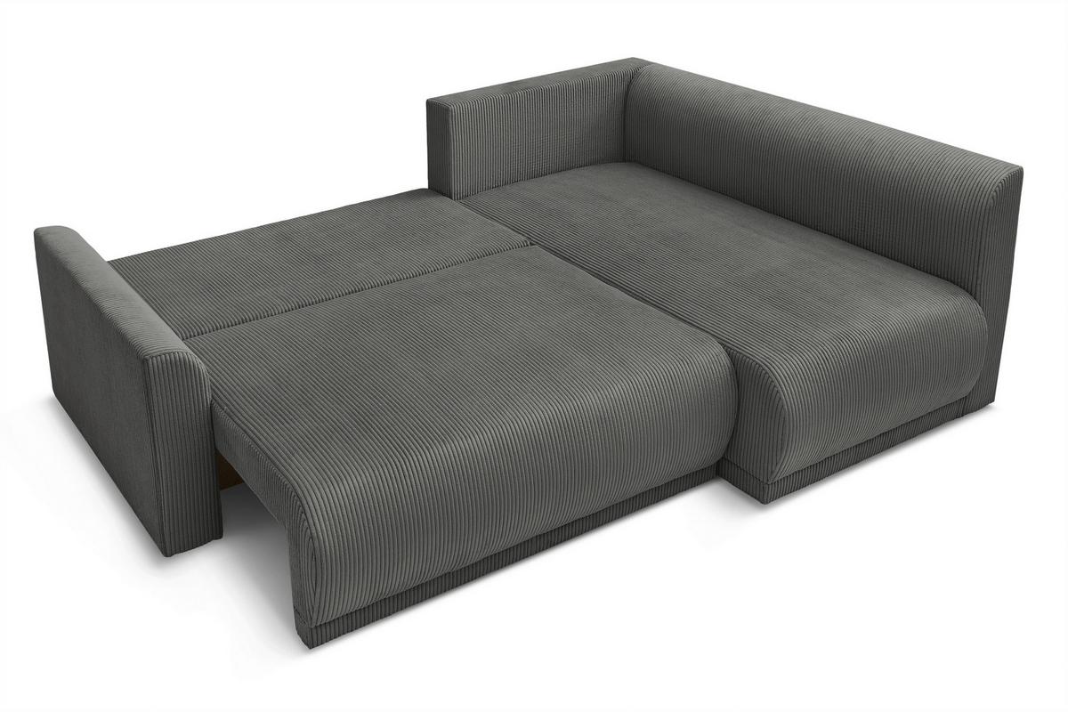 Rohová sedačka KIM L160, obojstr.,tmavosivý menčester - čierna/tmavosivá, Modern, drevo/textil (233/160cm)