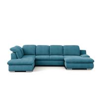 Wohnlandschaft Isona Blau Chenille - Chromfarben/Blau, Design, Textil (212/353/165cm) - Livetastic