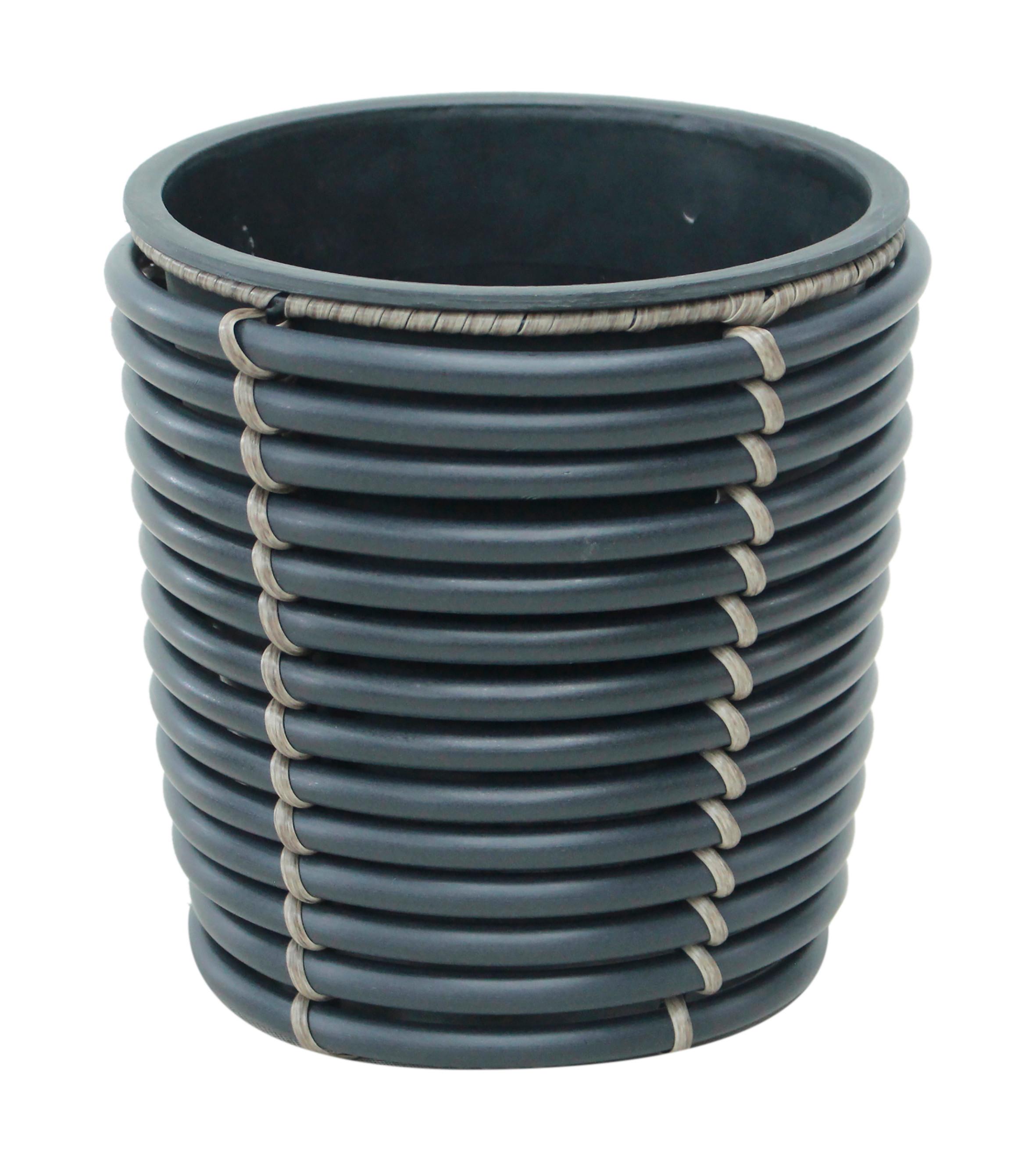 Virágkaspó Mausa - fekete, Konventionell, műanyag/fém (17/17cm) - Luca Bessoni