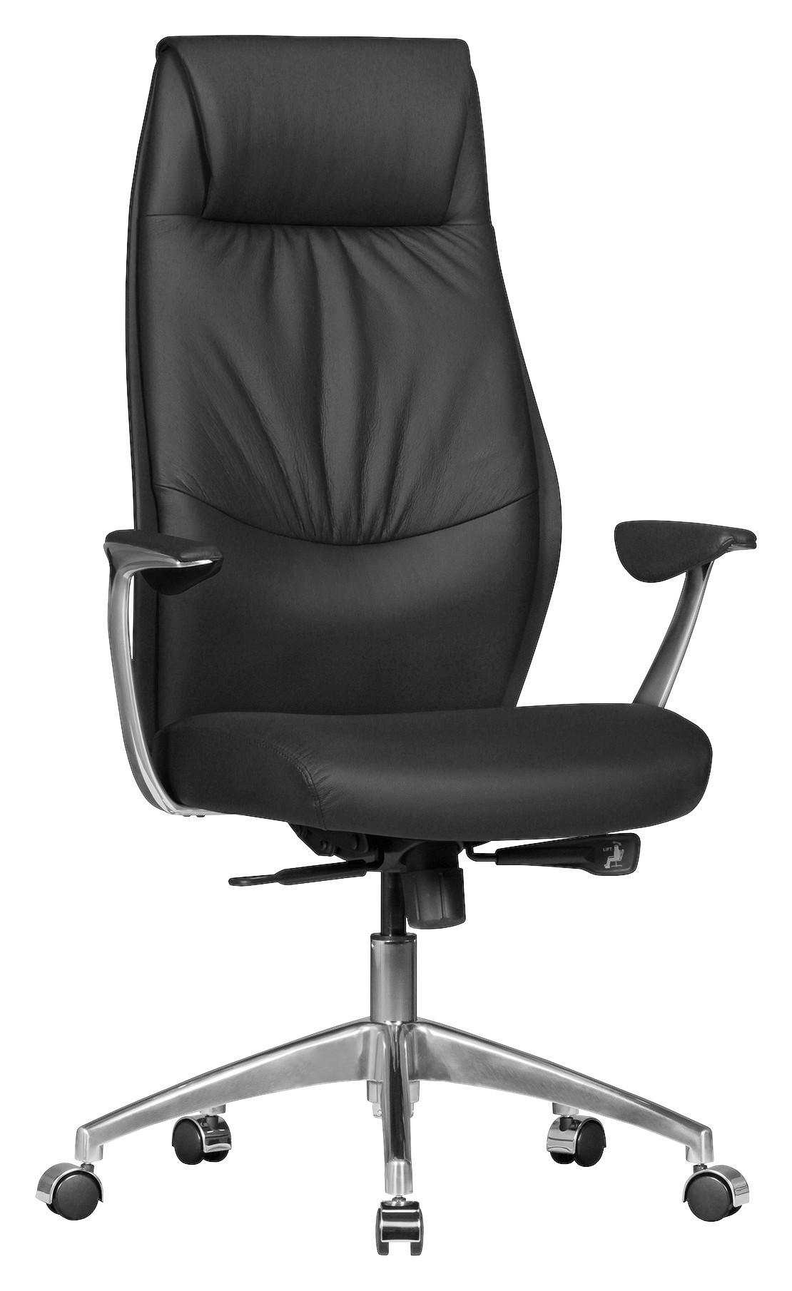 Kancelárska stolička OXFORD 1 čierna koža - čierna/strieborná, Modern, kov/koža (67/117/58cm) - MID.YOU