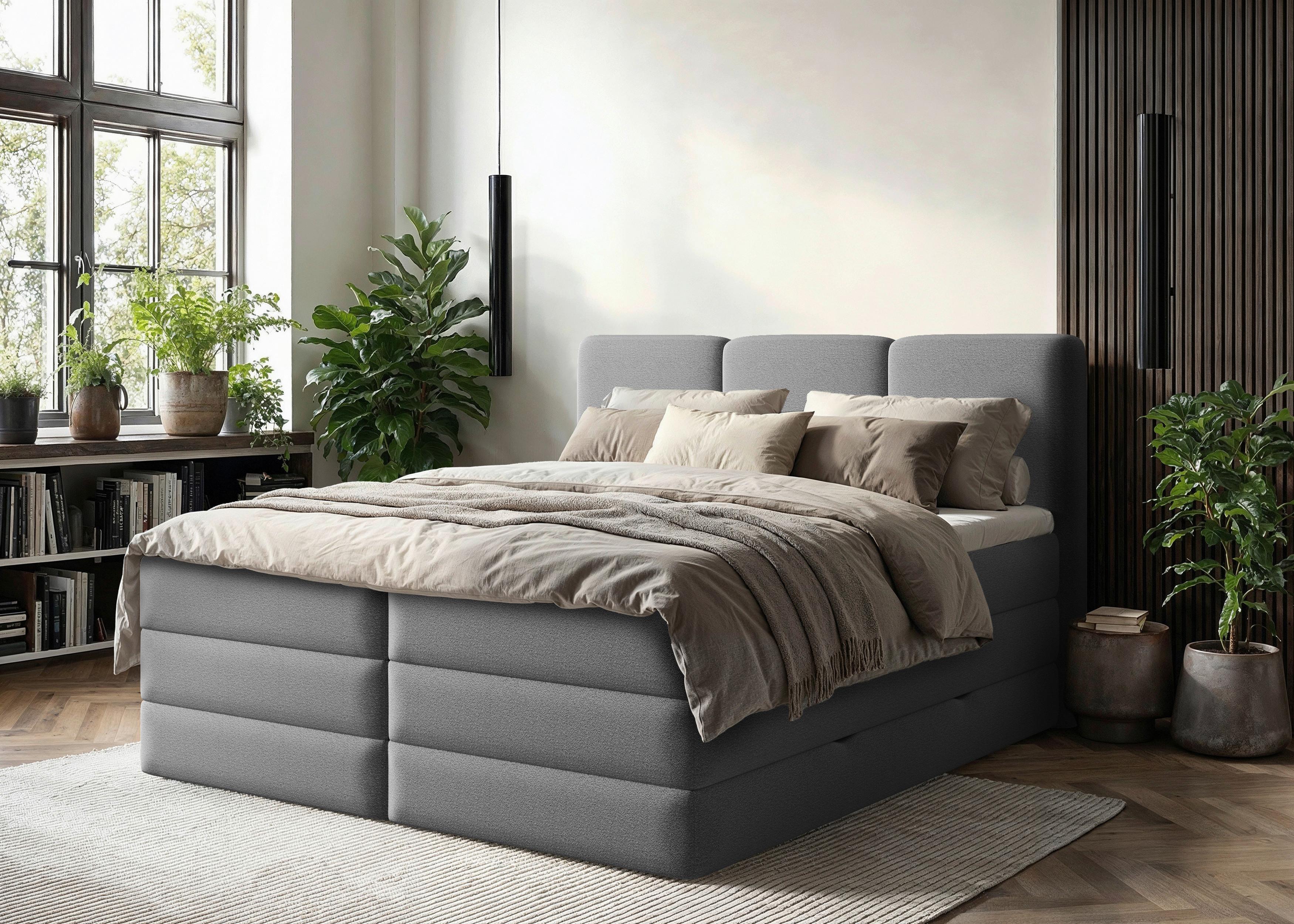Boxspringbett mit Topper & Bettkasten 180x200 Castel K - Anthrazit/Schwarz, MODERN, Holz/Holzwerkstoff (180/200cm) - MID.YOU
