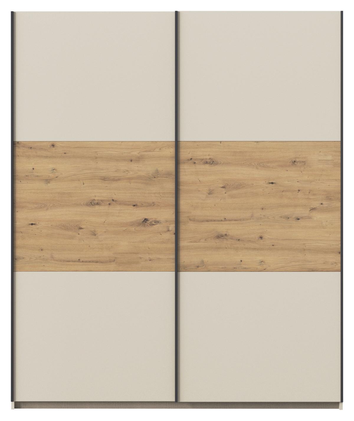 Schwebetürenschrank Neo Champagner Eiche Artisan Dekor - Champagner/Eiche Artisan, MODERN, Holzwerkstoff (175/210/59cm) - Rauch Möbel
