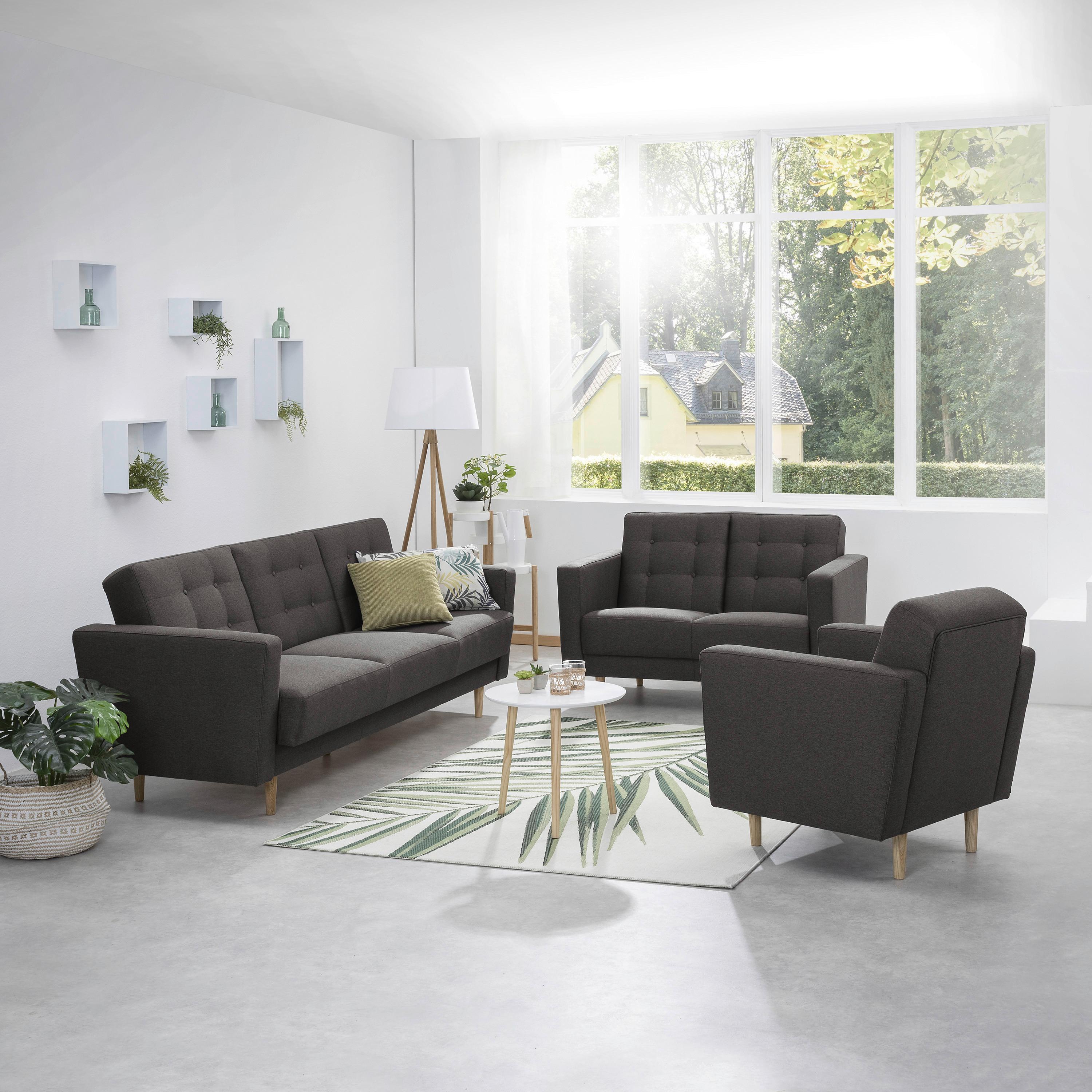 2-sitzer-sofa + Schlaffunktion Jasmin Mit Armlehnen Anthrazit - Eschefarben/Anthrazit, MODERN, Textil (128/81/83cm) - Max Winzer