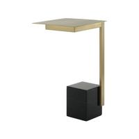 Beistelltisch Oscar Weiß, Goldfarben B: 46cm - Goldfarben/Weiß, Design, Glas/Stein (46/54/46cm) - Kayoom