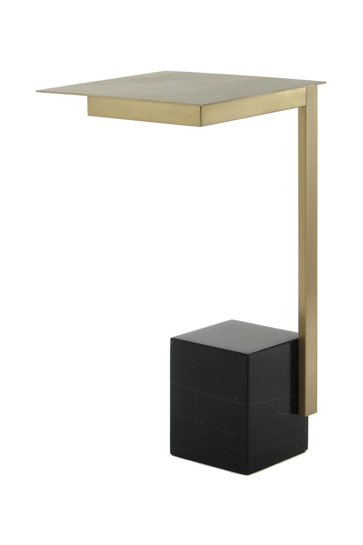 Beistelltisch Oscar Weiß, Goldfarben B: 46cm - Goldfarben/Weiß, Design, Glas/Stein (46/54/46cm) - Kayoom