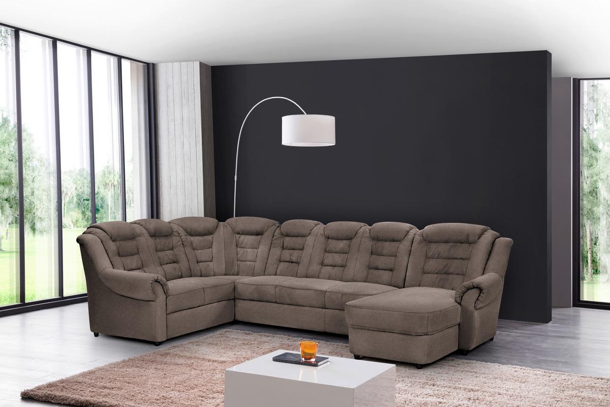 Wohnlandschaft Boston Taupe Chenille - Taupe/Schwarz, KONVENTIONELL, Textil (216/333/165cm) - Livetastic