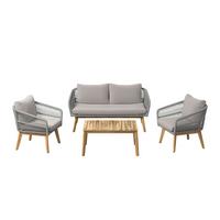 Loungegarnitur Geo - Grau/Akaziefarben, MODERN, Holz (90/43/55cm) - Beldano