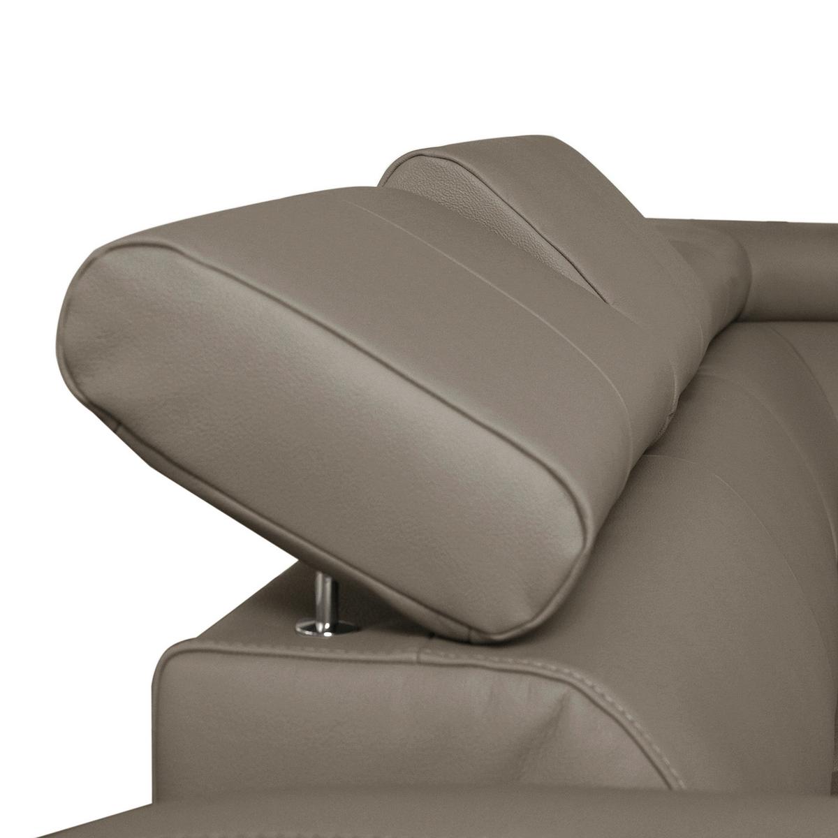 Ecksofa Aspen Taupe S: 242 Cm - Taupe/Chromfarben, Design, Leder/Textil (242/176cm) - Livetastic