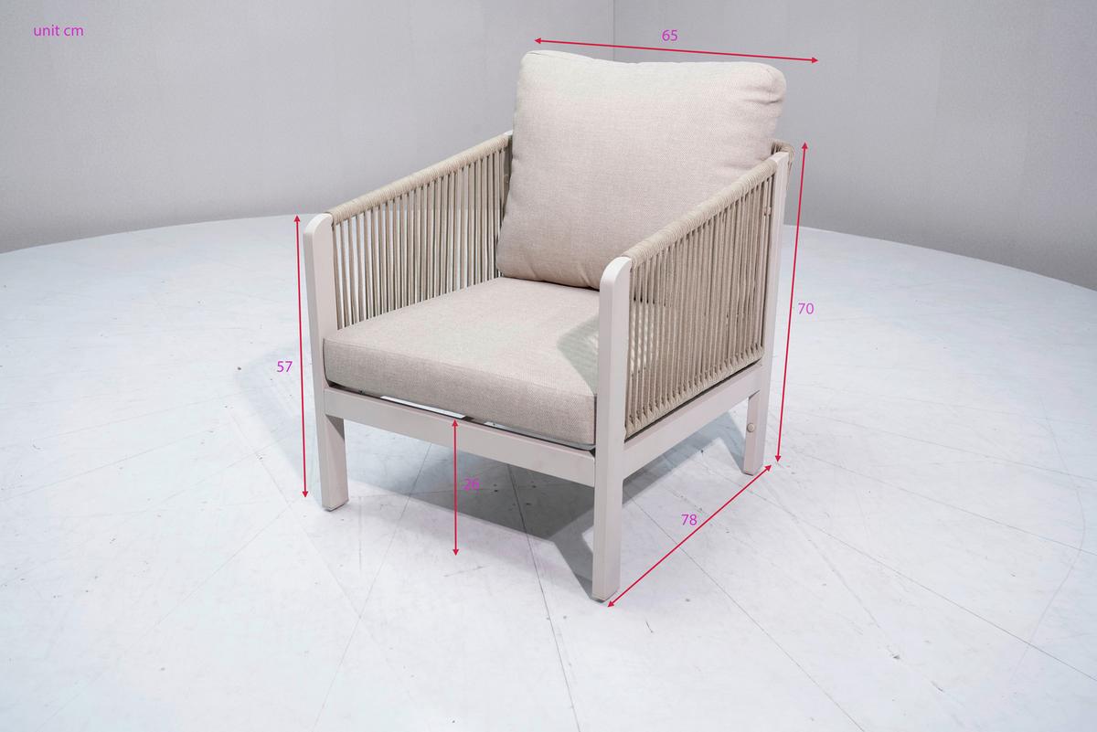 Loungesessel Palma - Hellbraun/Weiß, MODERN, Textil/Metall (65/67/80cm) - Beldano