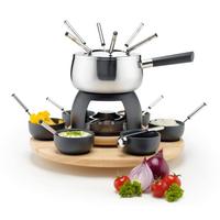 Fondueset Braun Schwarz B: 45 Cm - Silberfarben/Schwarz, Basics, Holz/Metall (45/45/21cm) - Mäser
