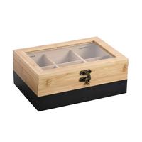 Teebox Schwarz, Eichefarben L: 21,5cm - Eichefarben/Schwarz, Basics, Naturmaterialien (21.5/15/8.5cm) - Kesper