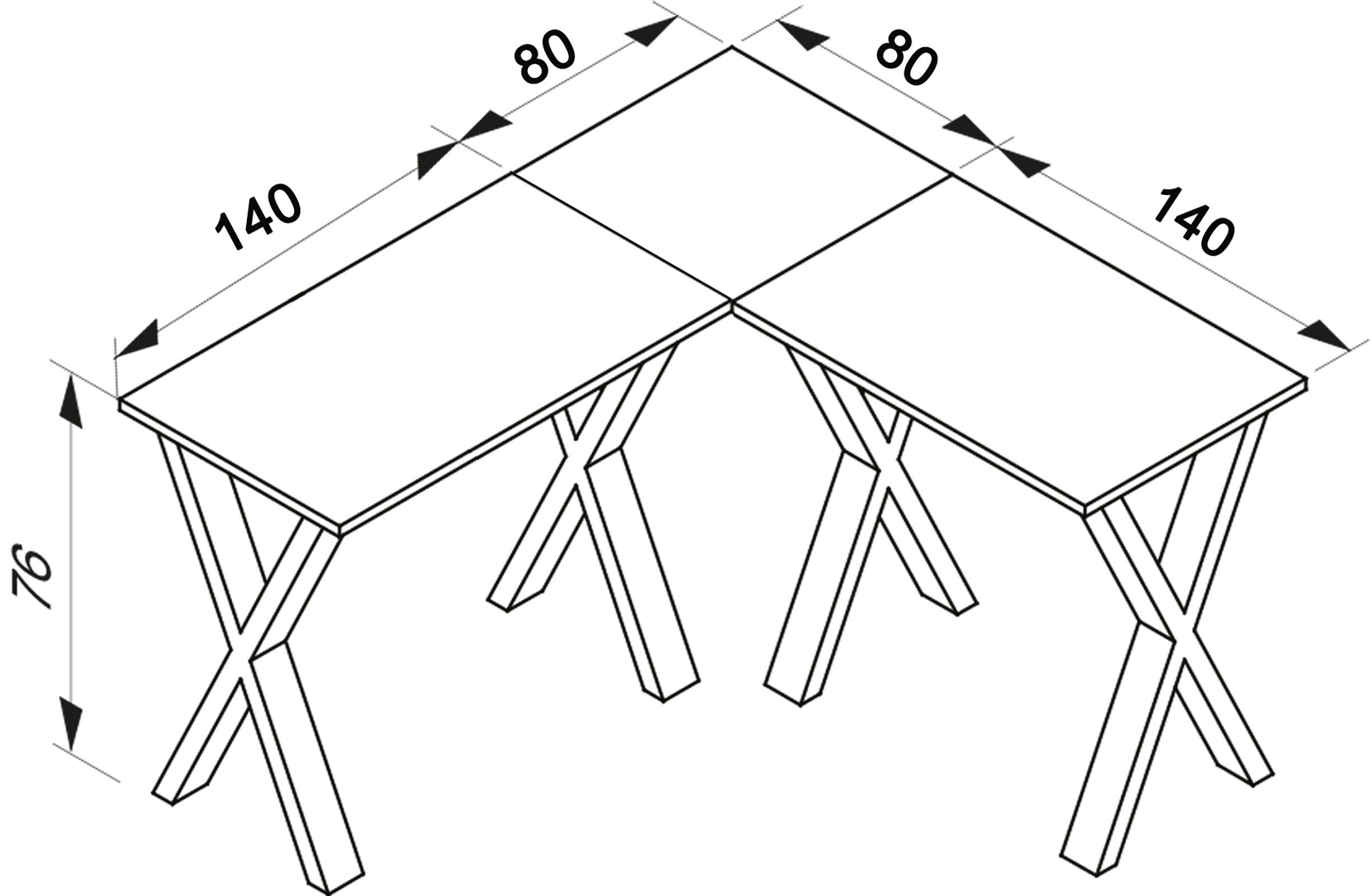 Eckschreibtisch Lona Anthrazit/Silberfarbe L: 220cm - Anthrazit/Silberfarben, Design, Holzwerkstoff/Metall (220/220/76cm) - MID.YOU