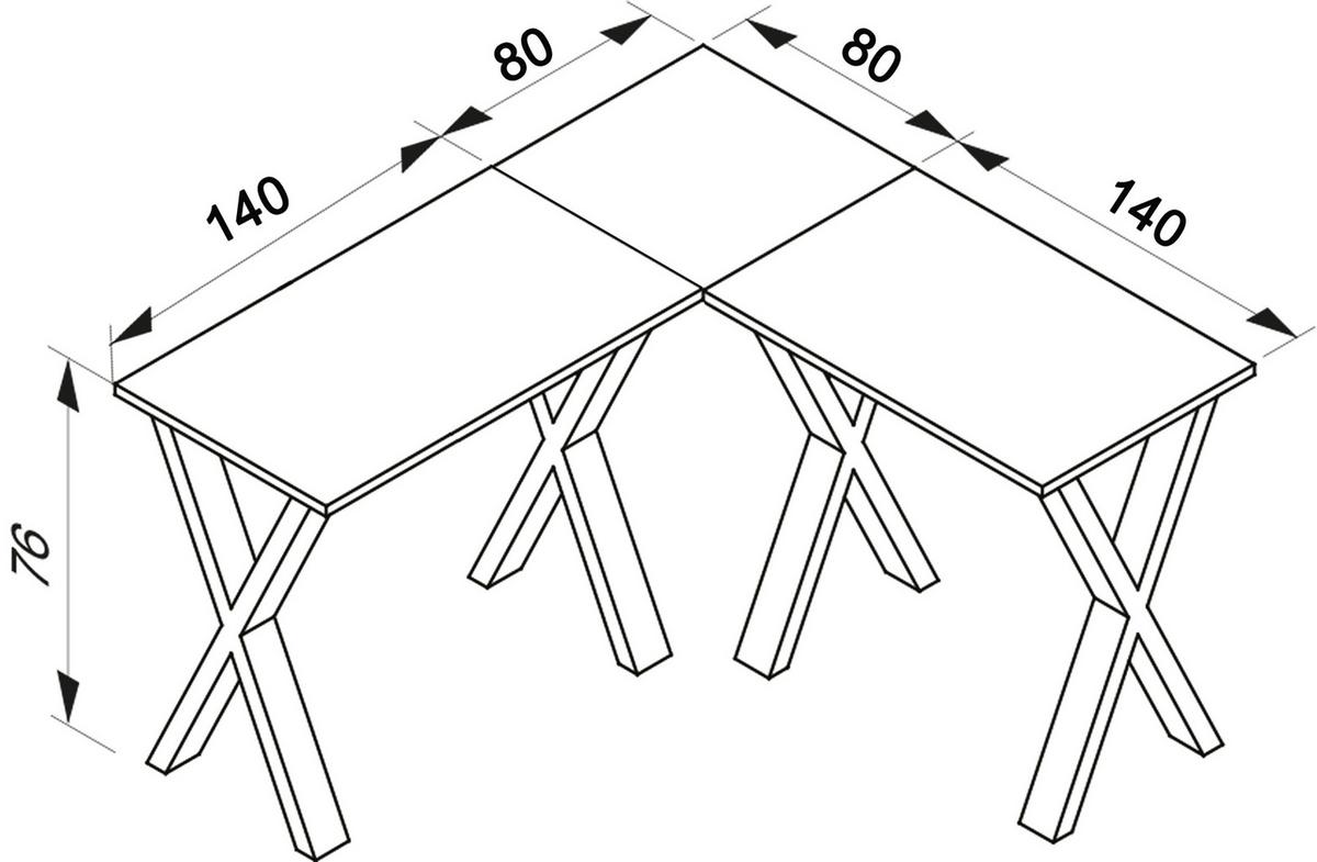 Eckschreibtisch Lona Anthrazit/Silberfarbe L: 220cm - Anthrazit/Silberfarben, Design, Holzwerkstoff/Metall (220/220/76cm) - MID.YOU