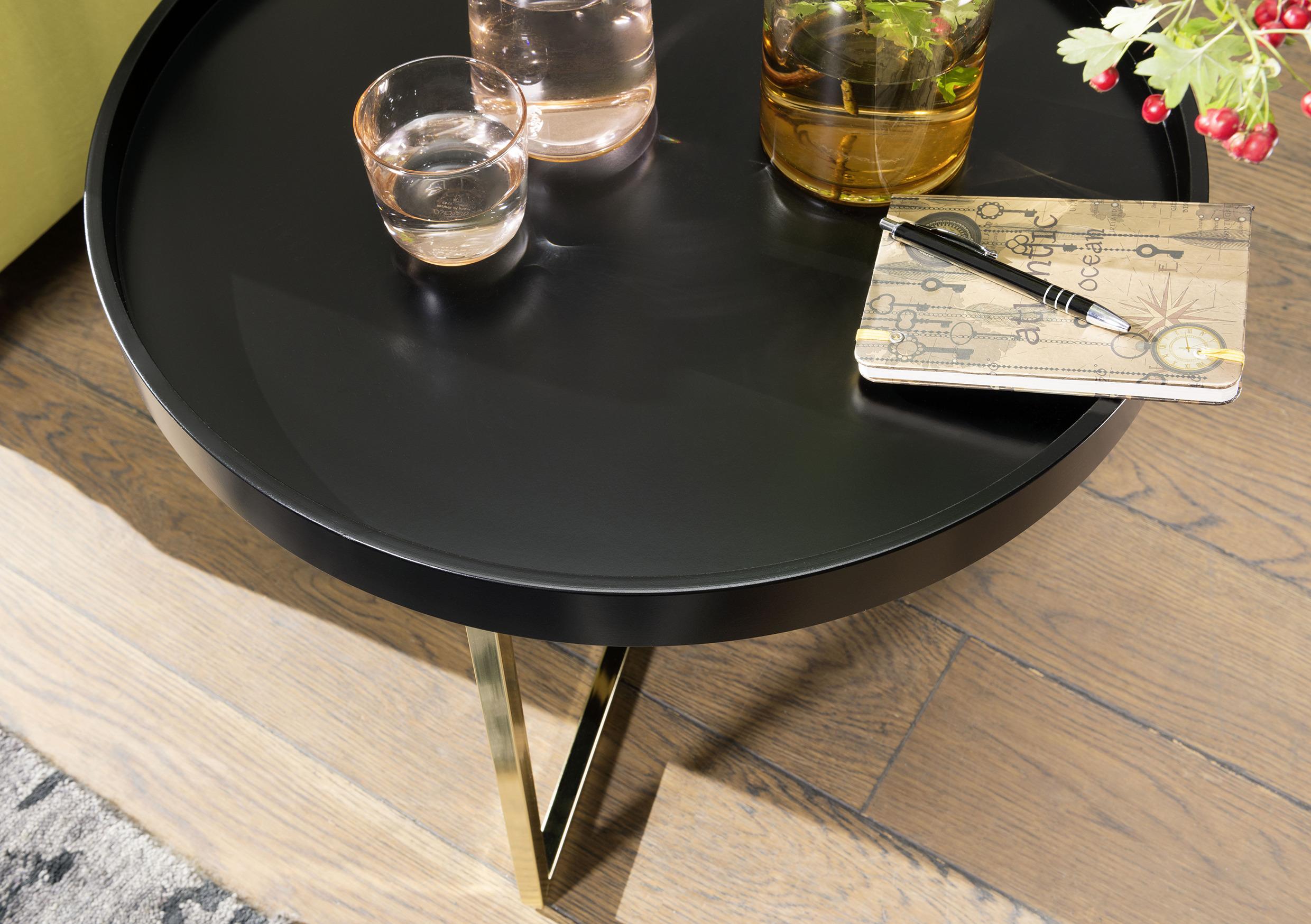 Beistelltisch mit Marmor-Dekorplatte MDF/Metall Rund Goldfarben Tisch Couchtisch 