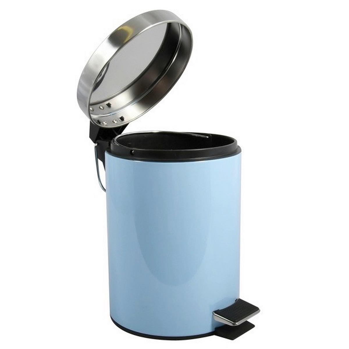 Kosmetikeimer Unis 3l Pastelblau Metall DxH 17x25 - Pastellblau/Schwarz, Basics, Kunststoff/Metall (17/25cm)