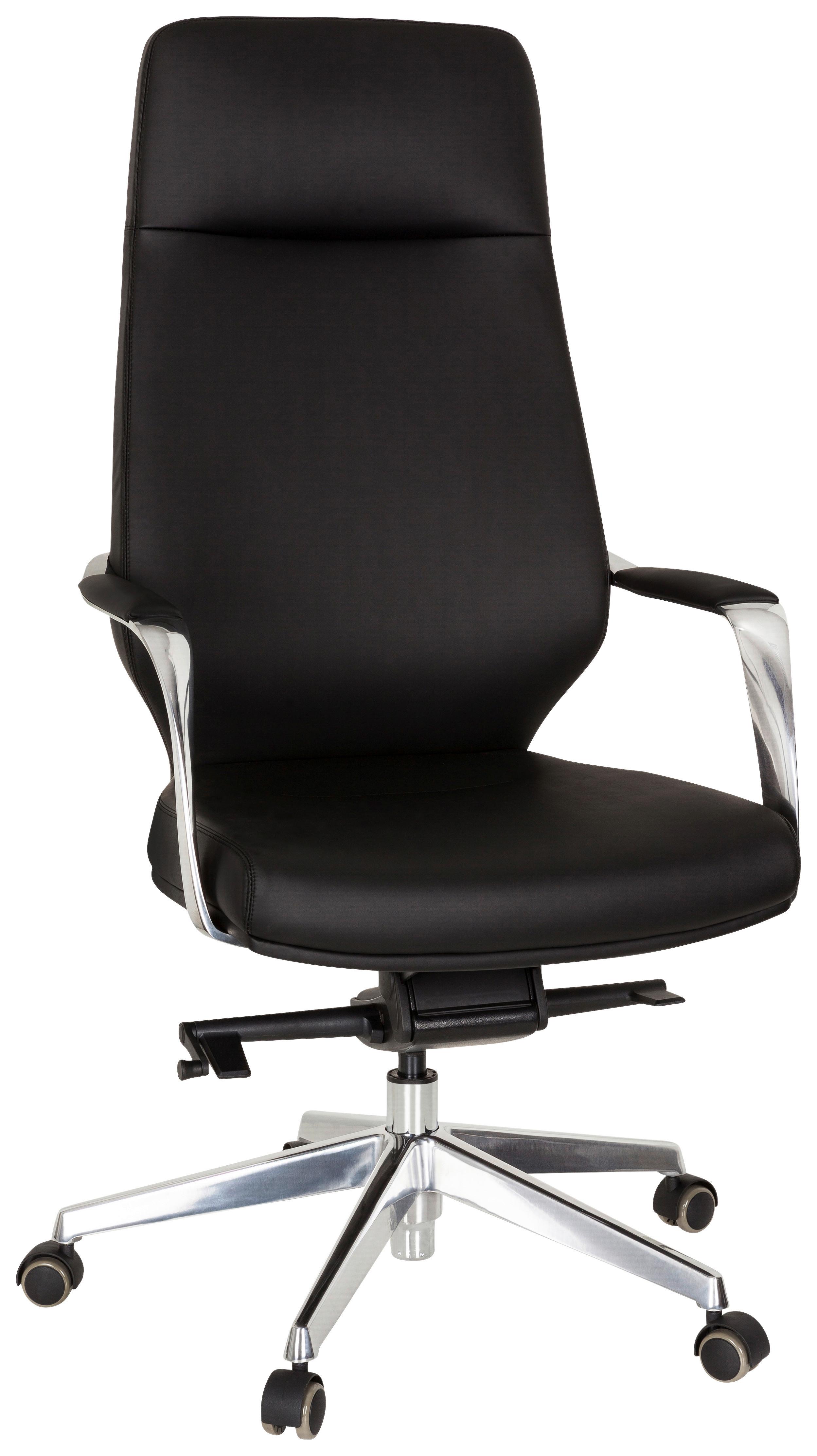 Chefsessel Velvet Schwarz Bis 120 Kg - Silberfarben/Schwarz, Basics, Kunststoff/Textil (63/133/65cm) - MID.YOU