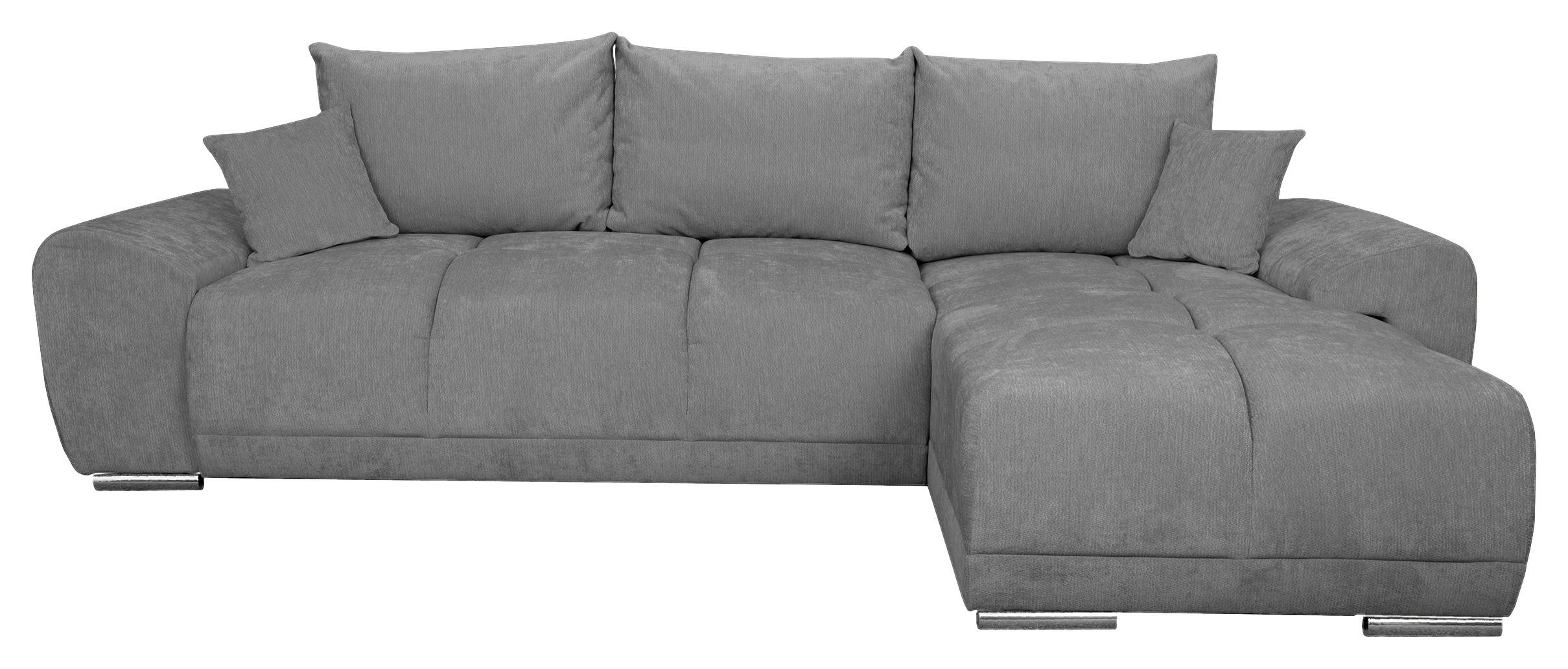 ECKSCHLAFSOFA Ramon, Dunkelgrau S: 296x182cm - Chromfarben/Dunkelgrau, Trend, Textil (296/182cm)
