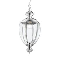 Hängeleuchte Norma Chromfarben D: 25 Cm - Chromfarben, KONVENTIONELL, Glas/Metall (25/78/162cm) - Ideal Lux