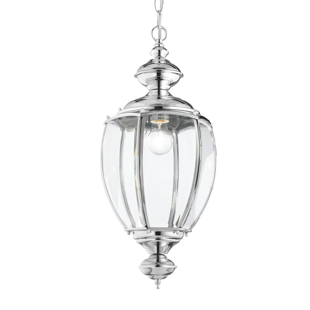 Hängeleuchte Norma Chromfarben D: 25 Cm - Chromfarben, KONVENTIONELL, Glas/Metall (25/78/162cm) - Ideal Lux